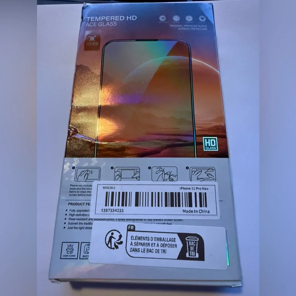 Ace Glass Tempered HD for IPhone 11 Pro Max. Opened- this is 4 pieces. See pics